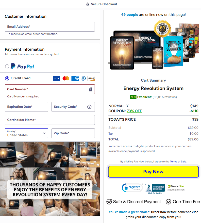 Energy Revolution System Checkout
